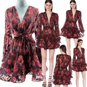 🆕 BRONX & BANCO 🧿 NWOT Bedouin Coastal Mini Dress, Rose Burnout - Sz L US 8